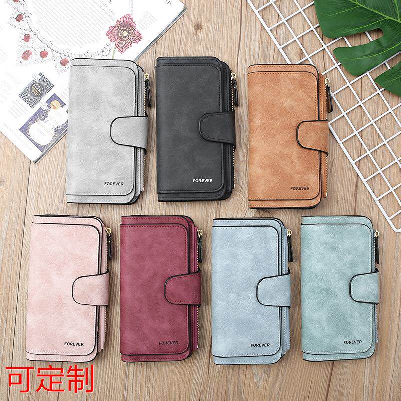 大容量长款女式磨砂PU多用途女士钱包手拿包卡包女款高级感定做