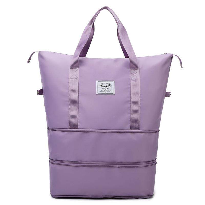 双层扩展旅行包大容量女运动健身包超大拉杆手提干湿分离待产包