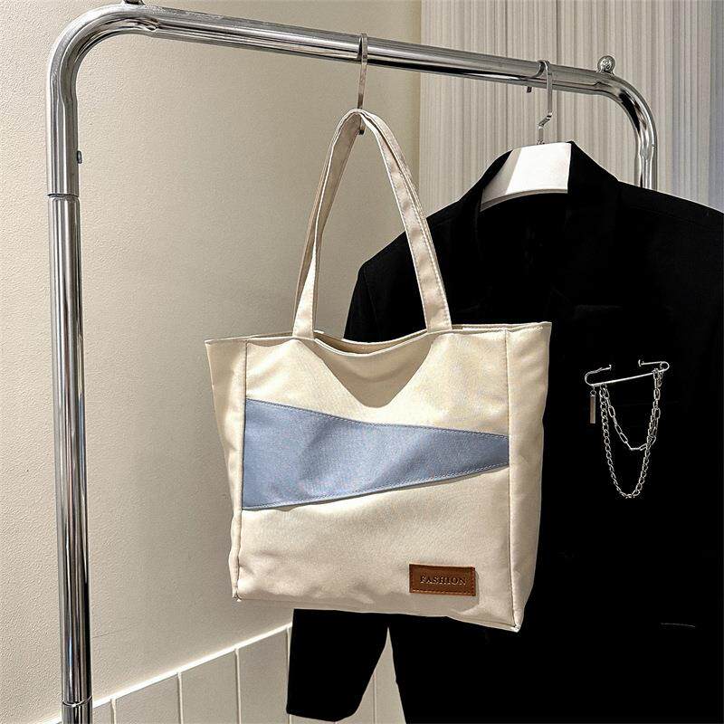 ins风色百搭手拎包大学生上课斜挎包通勤包大容量帆布托特包女