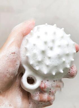 白色洗头刷头部按摩梳子抓头器硅胶洗发刷日式洗头头皮抓痒按摩器