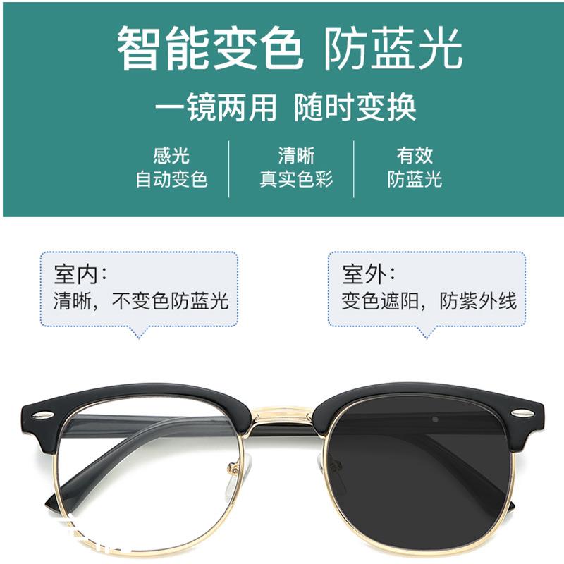 跨镜新款防变色灰眼镜近视成品 女士男款复古平光镜防眼