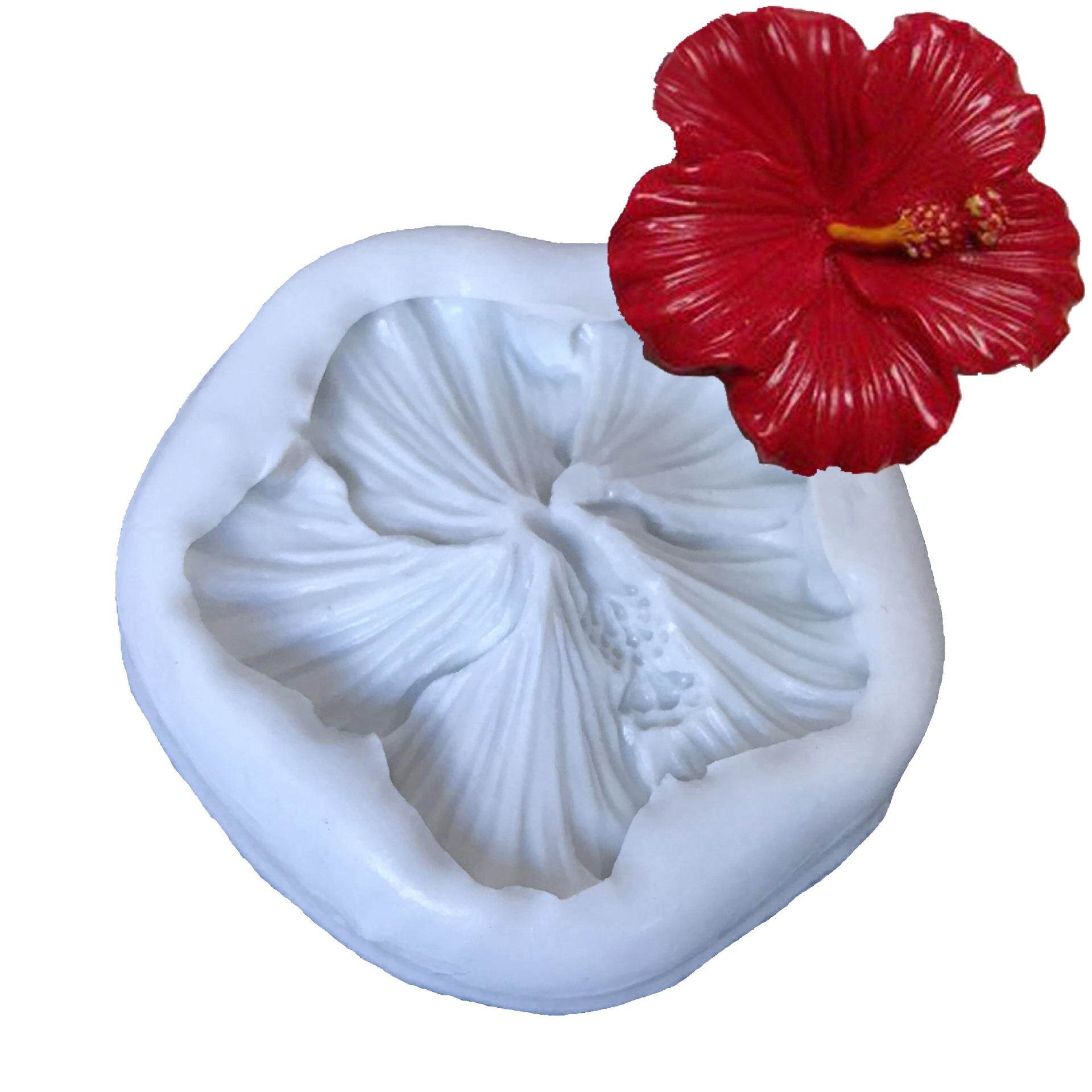 小红花扶桑花硅胶模具 五瓣花蛋糕装饰模 巧克力翻糖模 烘焙定制