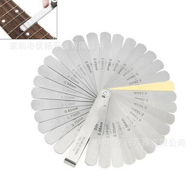 32片吉他弦高测量尺高度测量工具 不锈钢塞尺 Blade Feeler Gauge