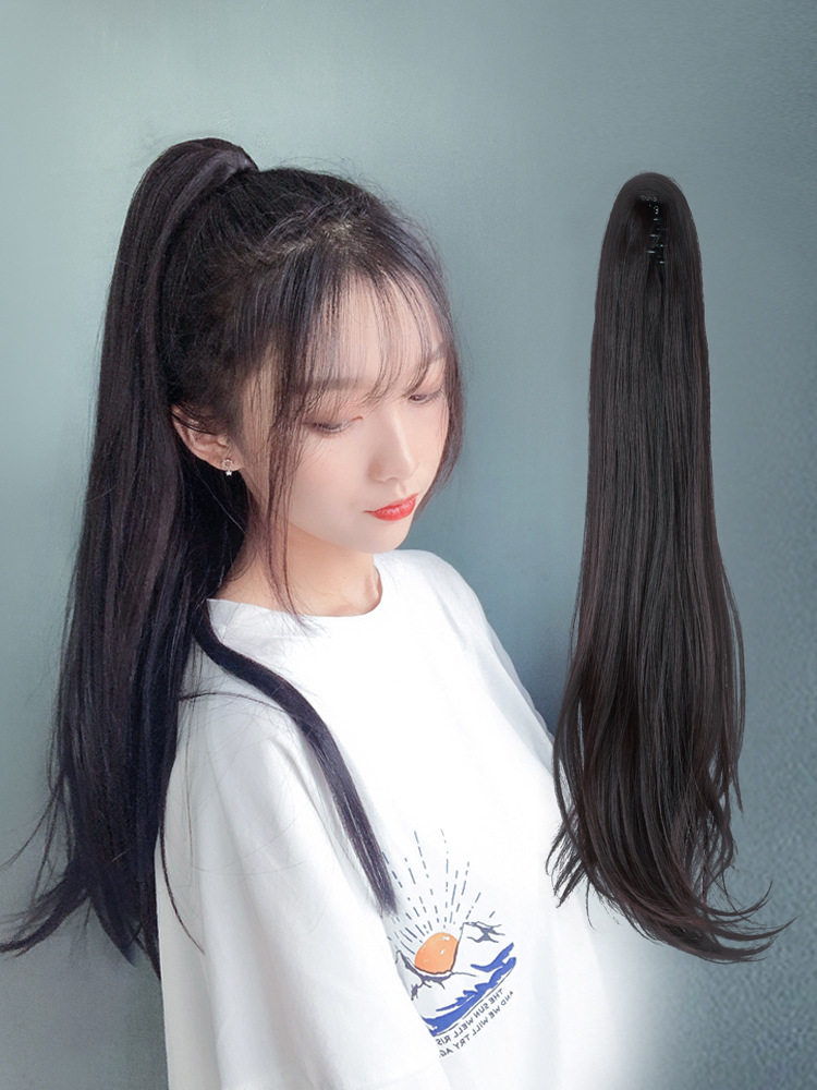 马尾假发女长发长卷发绑带式抓夹款网红假高马尾厂家直销
