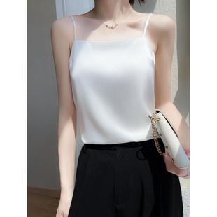 2027欧美小吊带背心女夏外穿一字肩打底西装内搭真丝吊带上衣