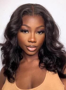 网红新品欧美假发女黑色中长卷发wigs非洲中分大波浪高温丝头套