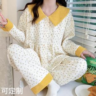 夹层空气棉月子服加厚哺乳孕妇睡衣家居服厂家货源 实体质量秋冬季