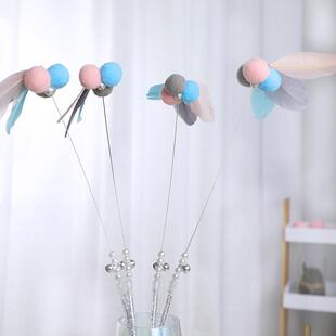 猫玩具钢丝羽毛铃铛逗猫棒猫咪糖果色毛球仙女棒宠物用品