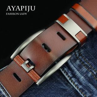 新款男士休闲皮带Brown men leather belt casual wear belt.