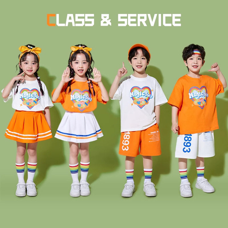 儿童啦啦队演出服小学生运动会集体表演套装幼儿园拉拉操班服走秀