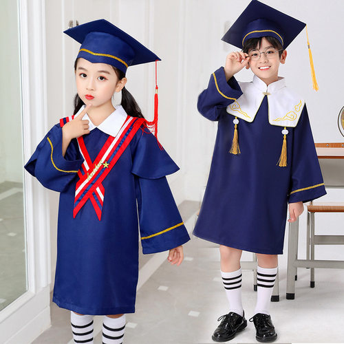 儿童博士服幼儿园学士服拍照衣服毕业袍博士帽中小学生毕业照服装