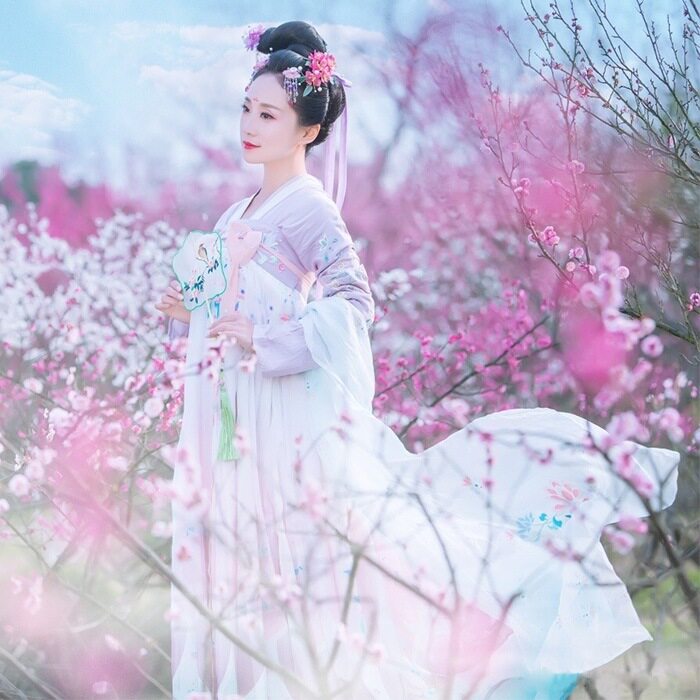 新款汉服女菩提雪古装服装仙女齐胸襦裙传统樱花汉服清新淡雅超仙
