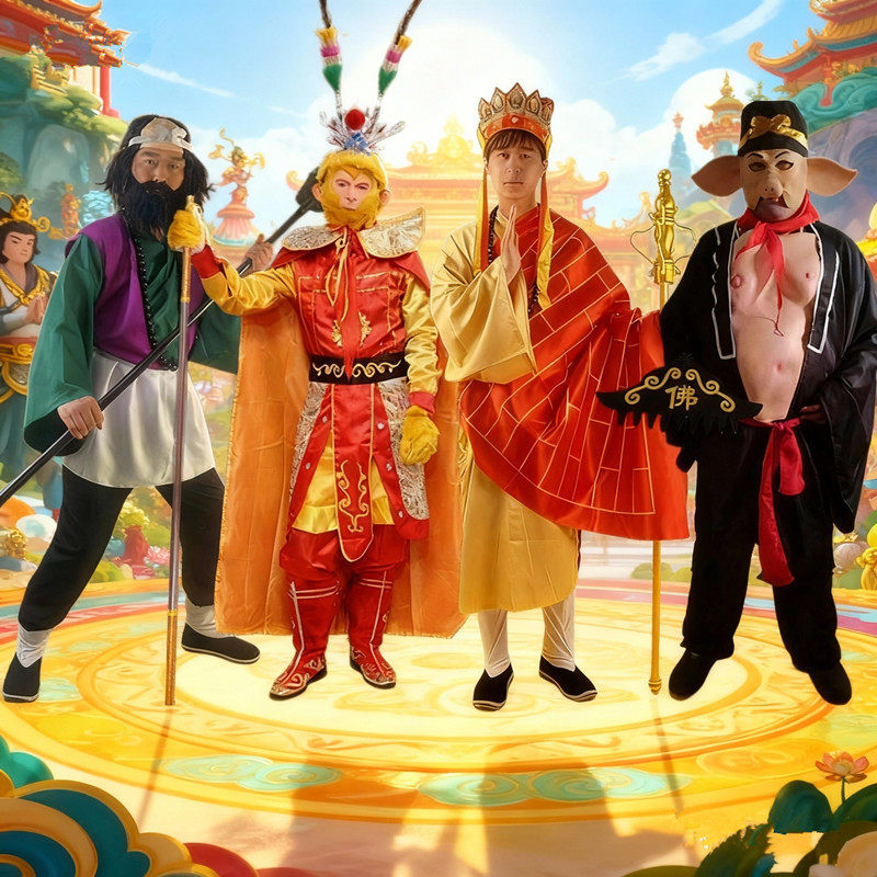 西游记师徒四人套装成人唐僧齐天大圣孙悟空猪八戒沙僧表演服全套