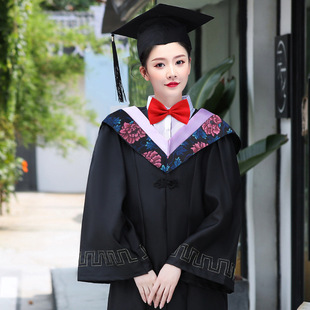 学士服大学生毕业礼服大花垂布现货款学院风女工科文科粉领学位服