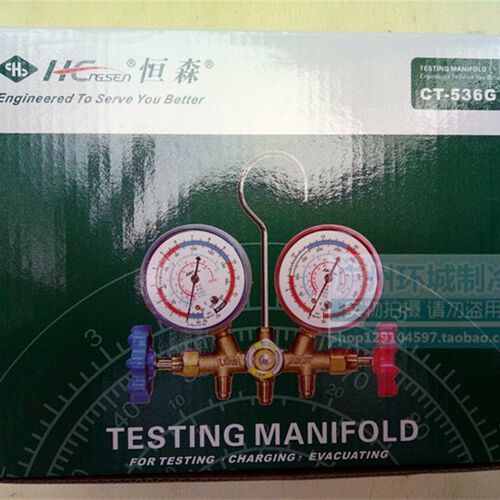 恒森CT-536G双表阀空调冰箱汽车加液表冷媒压力表R22 R134A R600A
