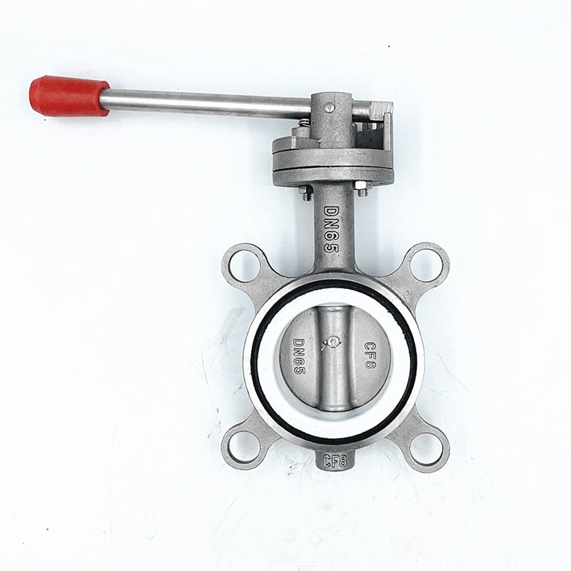 D71F-16P对夹式涡轮蝶阀304不锈钢四氟手动蝶阀门DN50 65 80 100