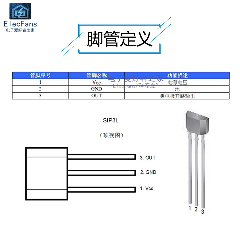(5个)原装41F/0H41/SH41/SS41F双极性霍尔元件传感器电动车电机用