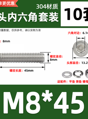 304不锈钢圆柱头内六角四组合螺栓杯头螺丝螺母套装大全M2M3-M16