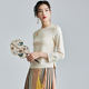 新款 显瘦打底衫 中国风复古改良绣花圆领针织衫 修身 新中式 2025春季