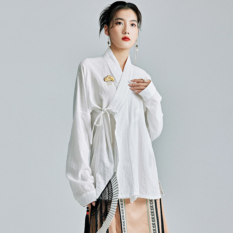 陌遇2025年春季新款中国风改良汉元素系带百搭打底衫新中式衬衫女,女装/女士精品,上衣,淘宝优惠券,粉丝福利购,淘宝优惠卷