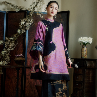 陌遇丨罗烟丨民国风织金缎优雅重工复古太太服 中长款唐装上衣