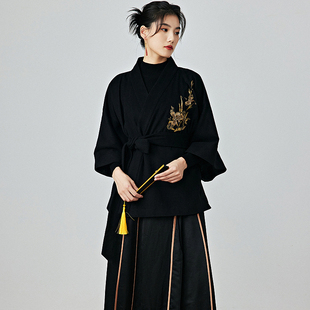 陌遇原创2025秋冬中国风新款改良羊毛呢茶服新中式禅意交领上衣