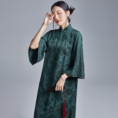 陌遇2025春夏新款 连衣裙 中国风复古名媛气质盘扣改良旗袍中长款
