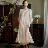 新中式 陌遇 云瑶 100%真丝顺纡刺绣宽松优雅旗袍国风复古连衣裙