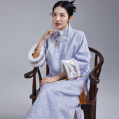 陌遇2025年冬季 中国风复古改良提花旗袍国潮斜襟连衣裙棉袄 新款