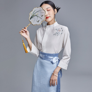 陌遇2025夏季新款中国风复古绣花改良旗袍汉服现代中式上衣衬衫女
