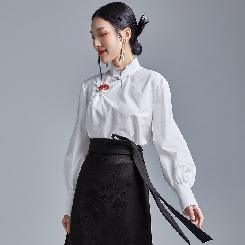 陌遇2021春装新款复古衬衫茶服