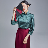 陌遇2025春夏新款 上衣 中国风复古气质盘扣茶服提花改良旗袍中式