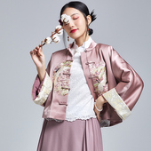 新中式 冬季 改良气质减龄短款 唐装 国风复古绣花上衣 外套 雅静