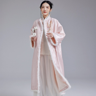 陌遇2023冬季中国风复古改良新款水貂毛镶边唐装外套中式刺绣棉衣