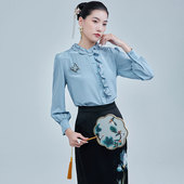 时尚 新中式 法式 桑蚕丝小众职业衬衫 女上衣 陌遇2025年秋季 长袖 新款