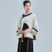 上衣新中式 复古改良提花缎刺绣文艺重工唐装 茶服 新款 陌遇2025秋季