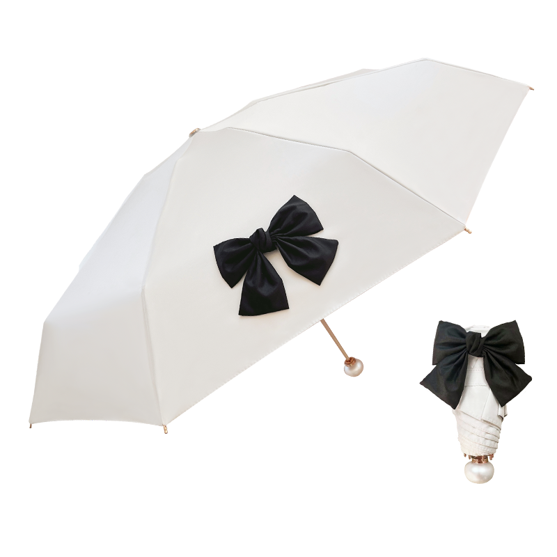 五折手开小巧珍珠进口彩胶复古法式浪漫小香风晴雨伞遮阳伞口袋伞