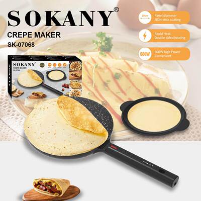 出口SOKANY07068薄饼机家用摊饼机快速加热不沾涂层CREPE MAKER