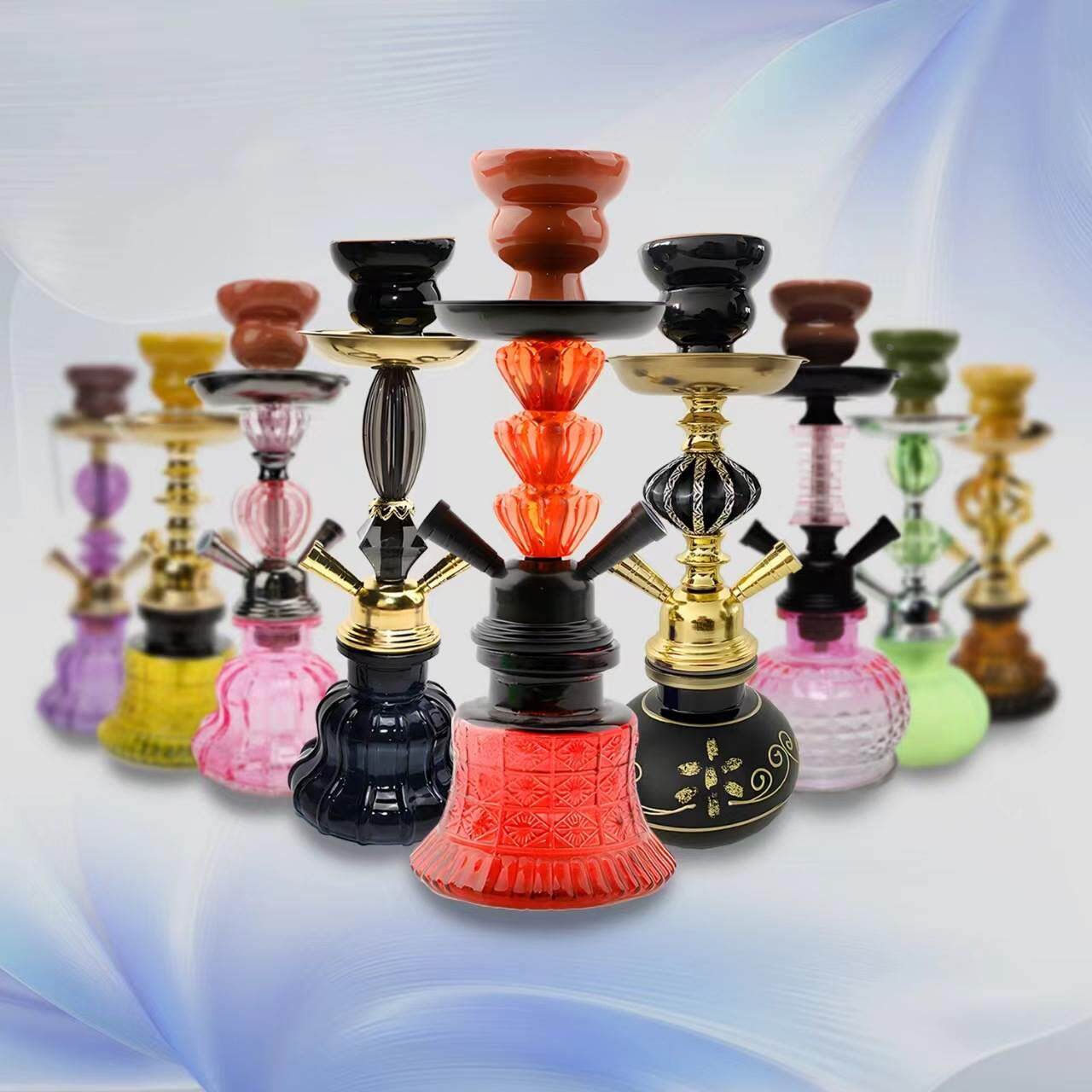 全新款式阿拉伯水烟双管小号壶套装亚克力水烟具玻璃烟斗酒吧水烟