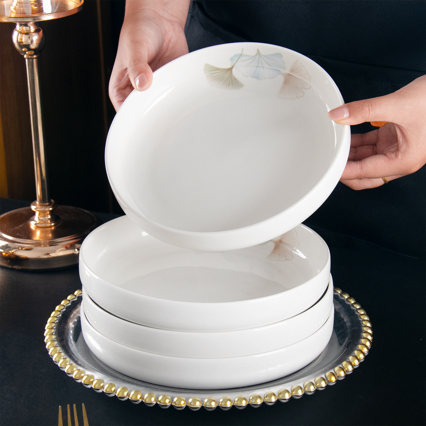 盘子家用2026新款陶瓷盘釉下彩深盘餐盘深汤盘高级感窝盘深汤盘子,餐饮具,盘,淘宝优惠券,粉丝福利购,淘宝优惠卷