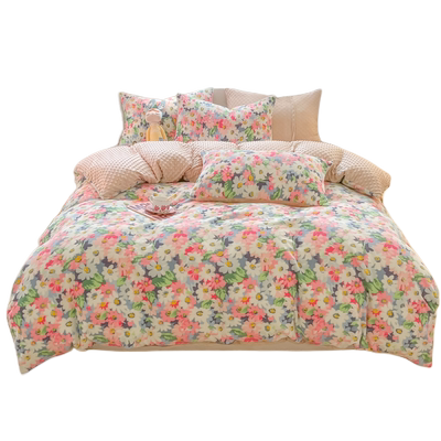 豆豆绒双人被罩绵乐牛奶绒小碎花