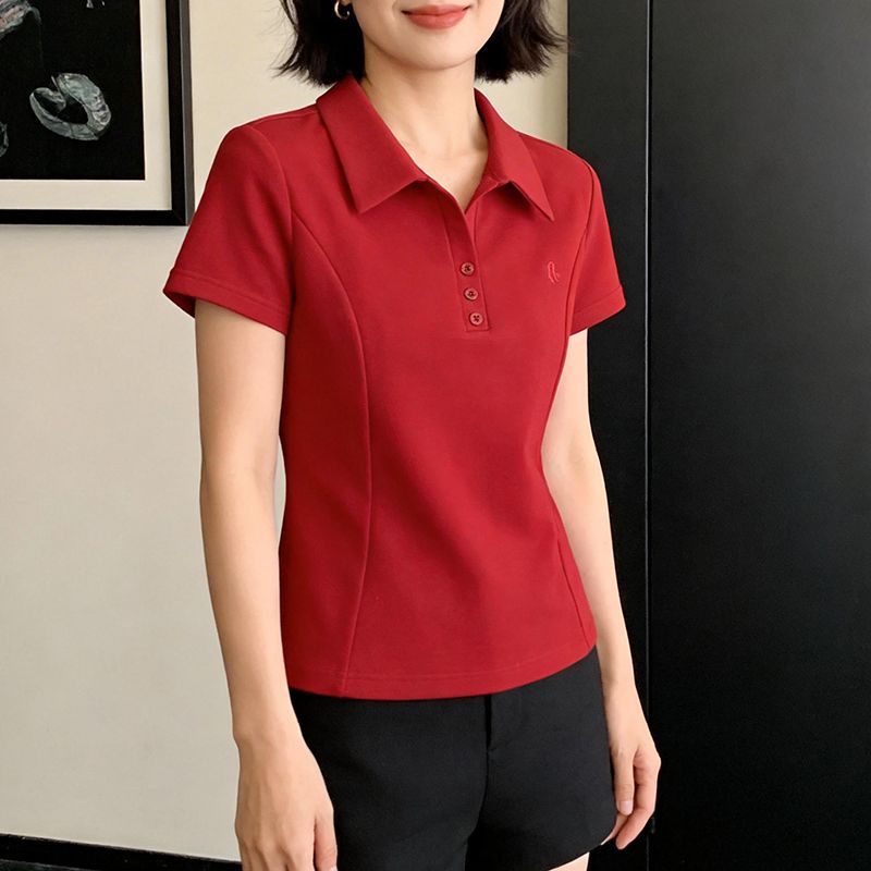 夏季新款洋气翻领polo衫短袖显瘦中年妈妈宽松大码休闲T恤女上衣