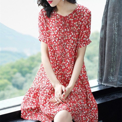 中年妈妈碎花裙夏季显瘦减龄a字