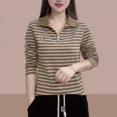 长袖T恤中年妈妈大码显瘦上衣