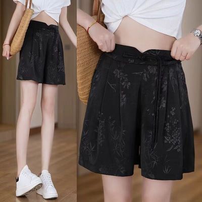 高腰外穿薄款宽松妈妈短裤子