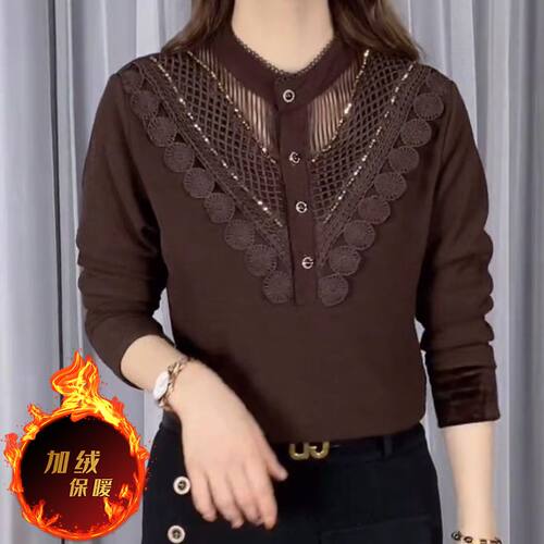 加绒加厚上衣女小衫大码妈妈装