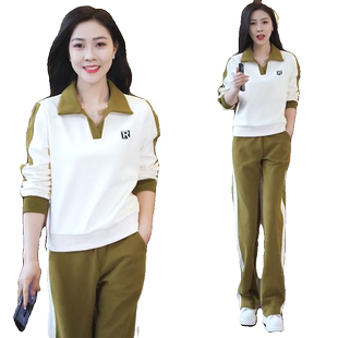 中年妈妈运动服套装女2023新款春秋装大码减龄显瘦休闲卫衣两件套