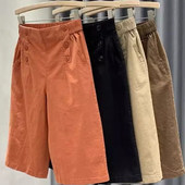 子休闲七分裤 纯棉五分短裤 宽松高腰显瘦中裤 妈妈裤 女2025夏季 新款