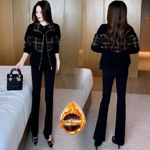 新款加绒加厚大码洋气减龄上衣女秋冬中老年妈妈短款显瘦女士外套