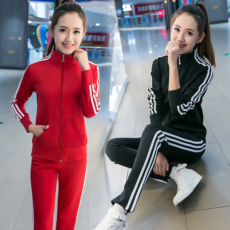 两件套休闲运动服套装女秋冬季2020新款学生宽松跑步服女装卫衣潮
